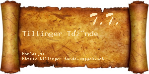 Tillinger Tünde névjegykártya